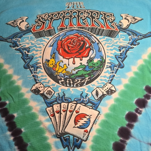 Liquid Blue Tie-Dye Grateful Dead Tee - Blue, Green, Purple - Picture 6 of 9